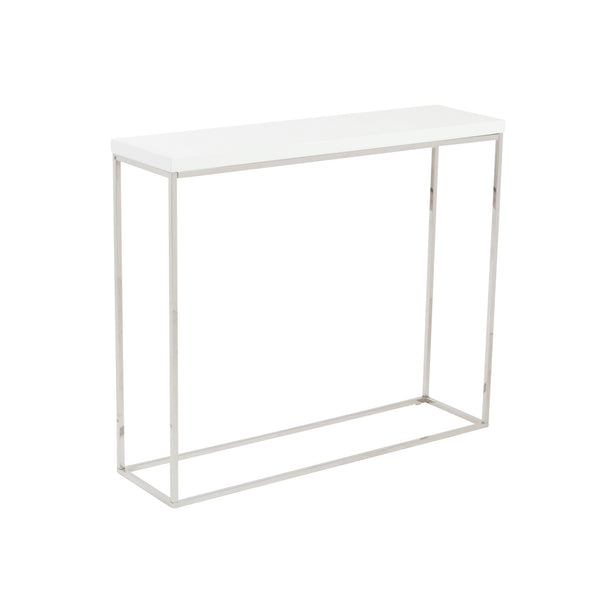 Teresa Lacquered Console Table with Sleek Metal Base for Glam Modern Entryway or Living Room
