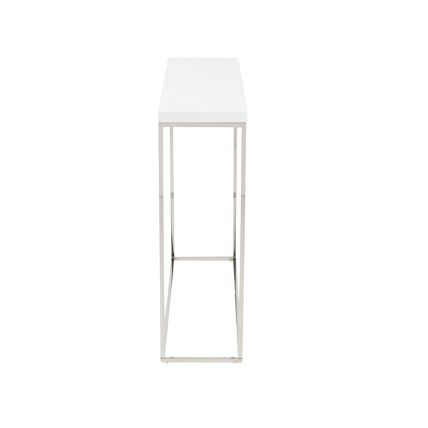 Teresa Lacquered Console Table with Sleek Metal Base for Glam Modern Entryway or Living Room