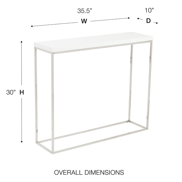 Teresa Lacquered Console Table with Sleek Metal Base for Glam Modern Entryway or Living Room