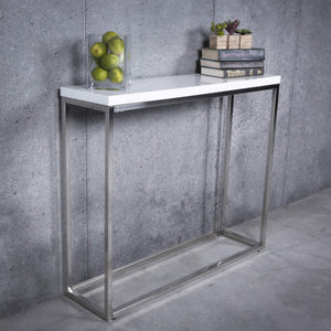 Teresa Lacquered Console Table with Sleek Metal Base for Glam Modern Entryway or Living Room