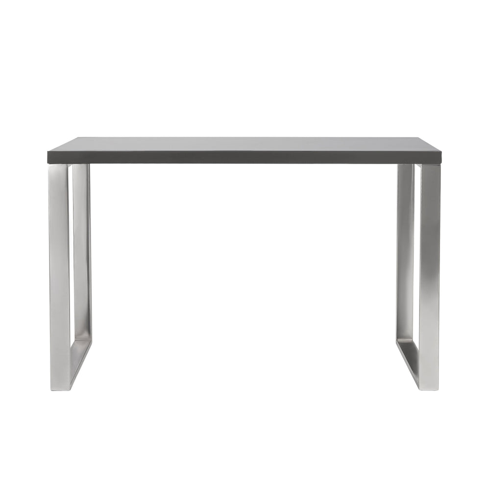 EE Test Vendor Dillon 48 Inch Executive Writing Desk with Metal Base for Modern Office Workspace Productivity High Gloss Gray/Polished Stainless Steel EETEST-09815GRY