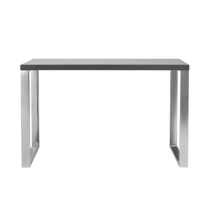 EE Test Vendor Dillon 48 Inch Executive Writing Desk with Metal Base for Modern Office Workspace Productivity High Gloss Gray/Polished Stainless Steel EETEST-09815GRY