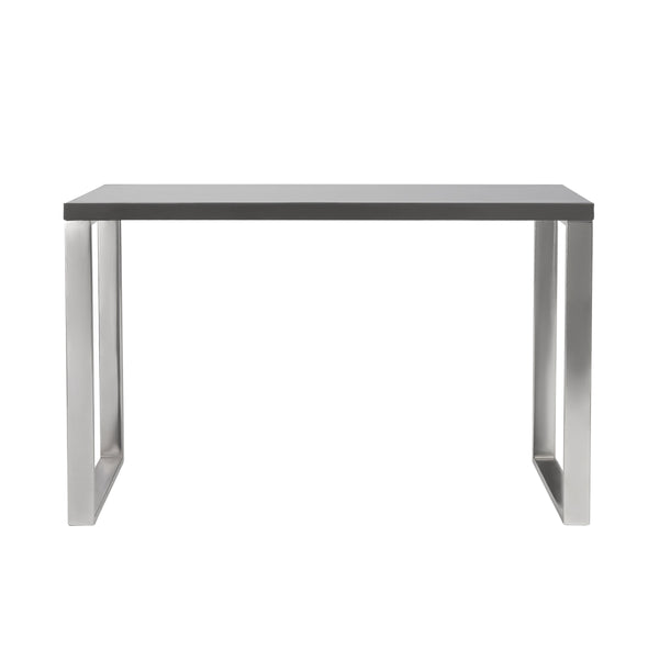EE Test Vendor Dillon 48 Inch Executive Writing Desk with Metal Base for Modern Office Workspace Productivity High Gloss Gray/Polished Stainless Steel EETEST-09815GRY