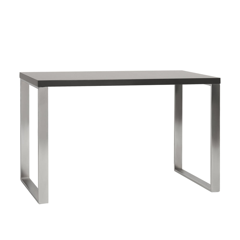 EE Test Vendor Dillon 48 Inch Executive Writing Desk with Metal Base for Modern Office Workspace Productivity High Gloss Gray/Polished Stainless Steel EETEST-09815GRY