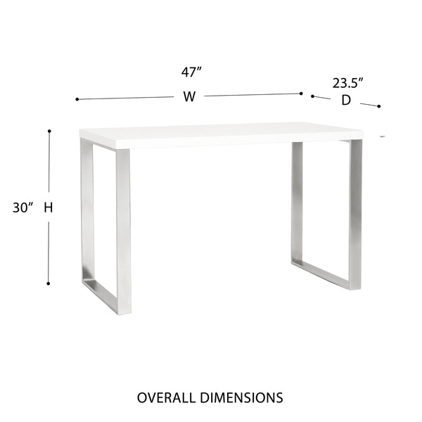 Dillon 48 Inch Executive Writing Desk with Metal Base for Modern Office Workspace Productivity
