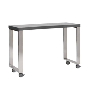 Dillon Workspace Side Return with Sleek Gloss Finish and Polished Steel Support Base