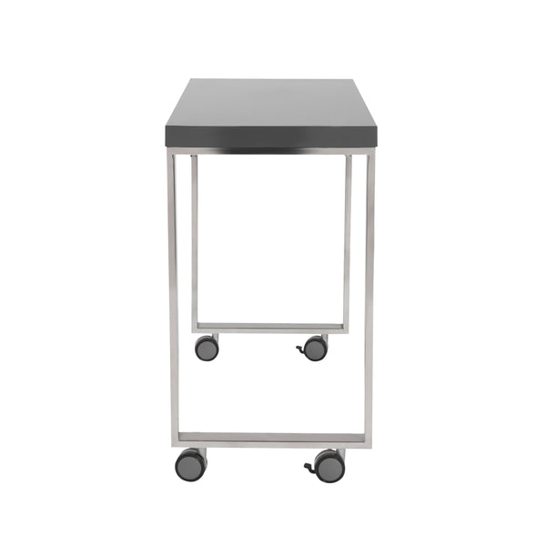 Dillon Workspace Side Return with Sleek Gloss Finish and Polished Steel Support Base
