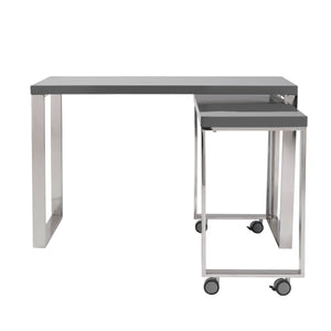 Dillon Workspace Side Return with Sleek Gloss Finish and Polished Steel Support Base