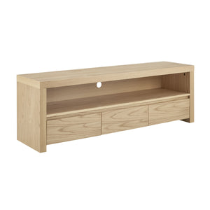 Bryant Media Stand with Three Drawers Wide Shelf and Cable Management for Living Room Storage