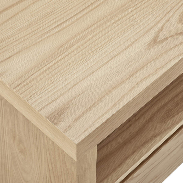 Bryant Media Stand with Three Drawers Wide Shelf and Cable Management for Living Room Storage