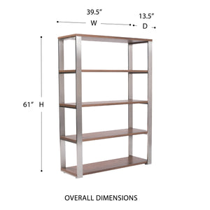 Dillon Five Shelf Bookcase with Steel Frame for Modern Office Storage and Display