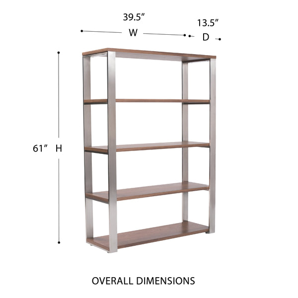 Dillon Five Shelf Bookcase with Steel Frame for Modern Office Storage and Display