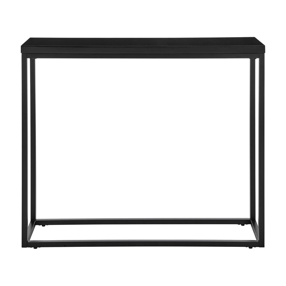 EE Test Vendor Teresa Lacquered Console Table with Sleek Metal Base for Glam Modern Entryway or Living Room High Gloss Black/Matte Black EETEST-09911BLK