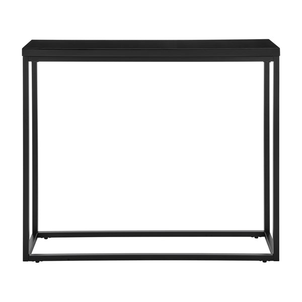 EE Test Vendor Teresa Lacquered Console Table with Sleek Metal Base for Glam Modern Entryway or Living Room High Gloss Black/Matte Black EETEST-09911BLK