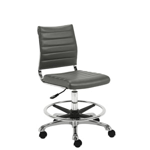 Axel Leatherette Drafting Stool with Ribbed Seat Adjustable Height and Sleek Aluminum Base