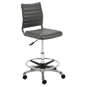 Axel Leatherette Drafting Stool with Ribbed Seat Adjustable Height and Sleek Aluminum Base