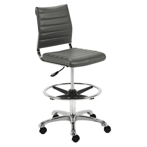 Axel Leatherette Drafting Stool with Ribbed Seat Adjustable Height and Sleek Aluminum Base