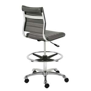 Axel Leatherette Drafting Stool with Ribbed Seat Adjustable Height and Sleek Aluminum Base