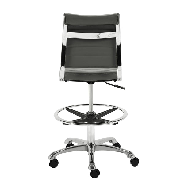 Axel Leatherette Drafting Stool with Ribbed Seat Adjustable Height and Sleek Aluminum Base