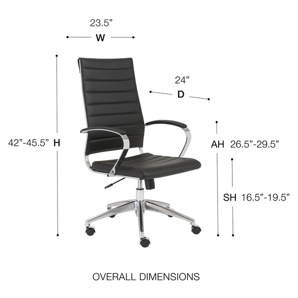 Axel Ribbed High Back Executive Chair with Sleek Aluminum Base for Modern Offices