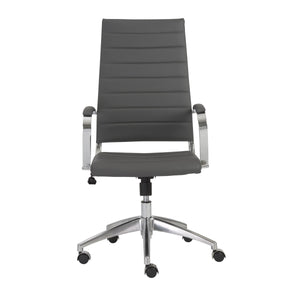 EE Test Vendor Axel Ribbed High Back Executive Chair with Sleek Aluminum Base for Modern Offices Gray EETEST-10604GRY-KD