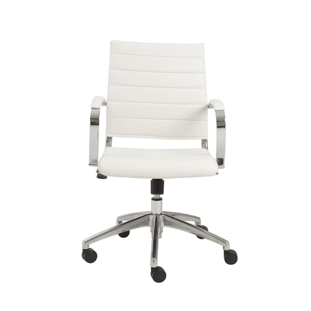 EE Test Vendor Axel Ribbed Back Executive Office Chair with Aluminum Base for Modern Workspaces White EETEST-10606-WHT
