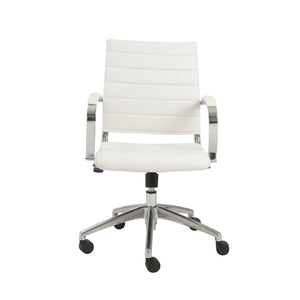 EE Test Vendor Axel Ribbed Back Executive Office Chair with Aluminum Base for Modern Workspaces White EETEST-10606-WHT