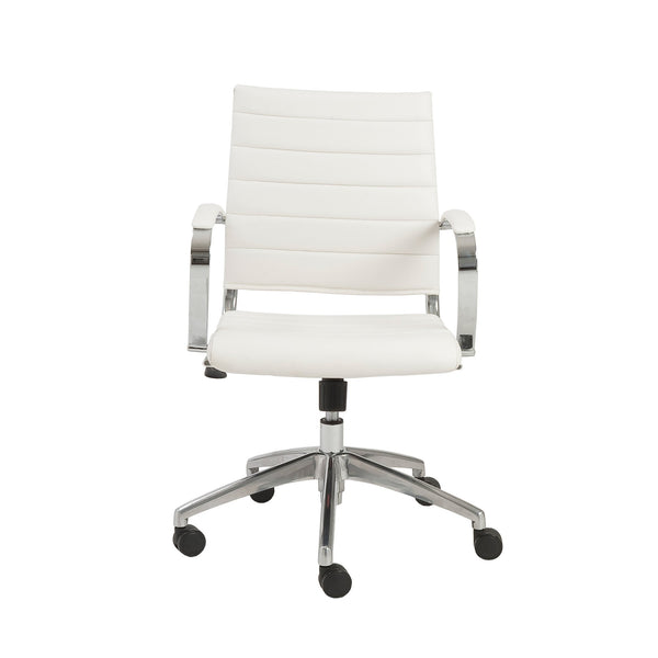 EE Test Vendor Axel Ribbed Back Executive Office Chair with Aluminum Base for Modern Workspaces White EETEST-10606-WHT