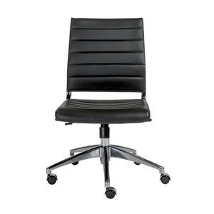 Axel Ribbed Low Back Armless Task Chair with Aluminum Base for Modern Office Workspaces