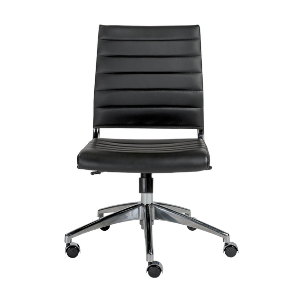 Axel Ribbed Low Back Armless Task Chair with Aluminum Base for Modern Office Workspaces