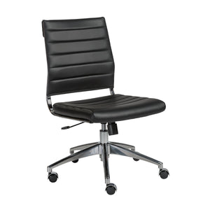 Axel Ribbed Low Back Armless Task Chair with Aluminum Base for Modern Office Workspaces