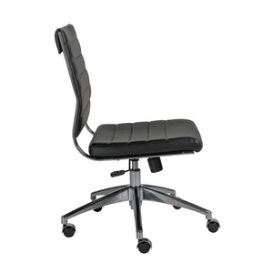 Axel Ribbed Low Back Armless Task Chair with Aluminum Base for Modern Office Workspaces