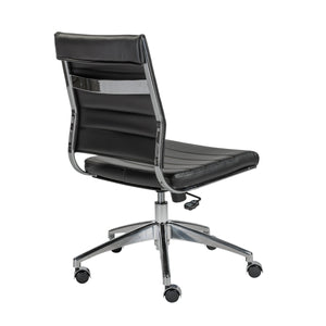Axel Ribbed Low Back Armless Task Chair with Aluminum Base for Modern Office Workspaces