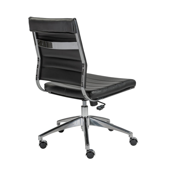 Axel Ribbed Low Back Armless Task Chair with Aluminum Base for Modern Office Workspaces