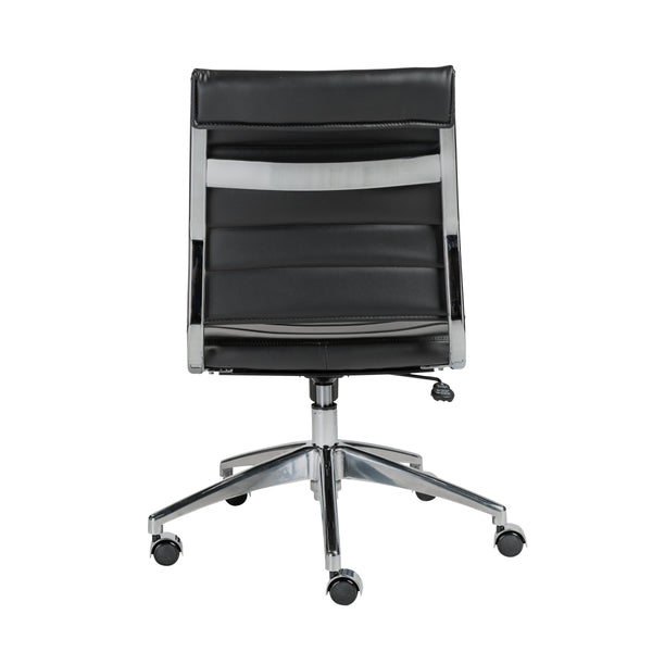 Axel Ribbed Low Back Armless Task Chair with Aluminum Base for Modern Office Workspaces
