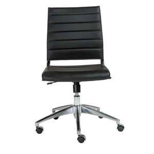 Axel Ribbed Low Back Armless Task Chair with Aluminum Base for Modern Office Workspaces