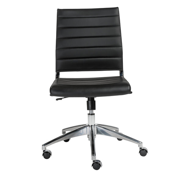 Axel Ribbed Low Back Armless Task Chair with Aluminum Base for Modern Office Workspaces