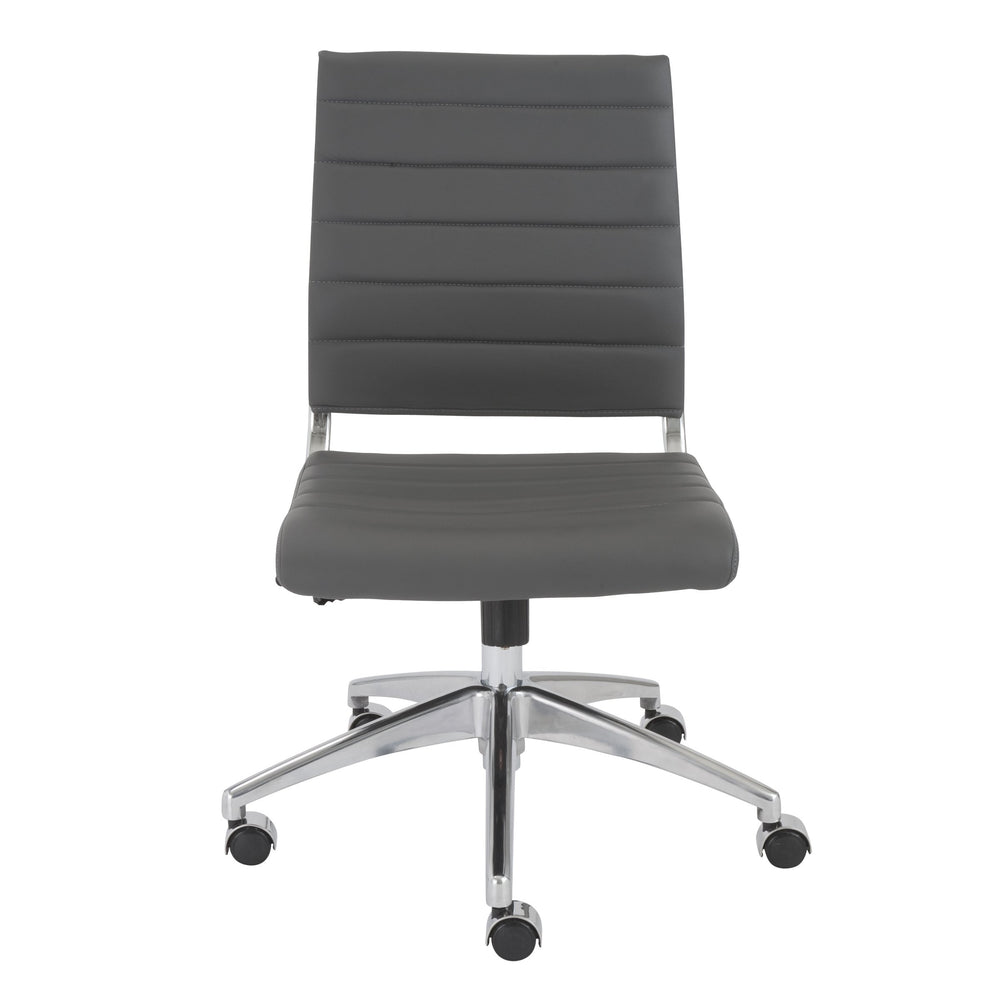 EE Test Vendor Axel Ribbed Low Back Armless Task Chair with Aluminum Base for Modern Office Workspaces Gray EETEST-10608-GRY