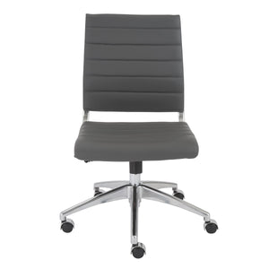 EE Test Vendor Axel Ribbed Low Back Armless Task Chair with Aluminum Base for Modern Office Workspaces Gray EETEST-10608-GRY