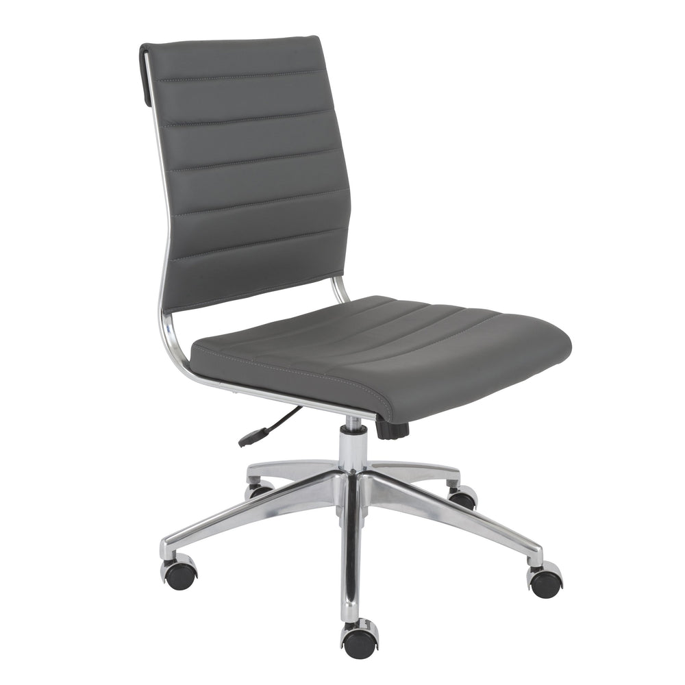 EE Test Vendor Axel Ribbed Low Back Armless Task Chair with Aluminum Base for Modern Office Workspaces Gray EETEST-10608-GRY