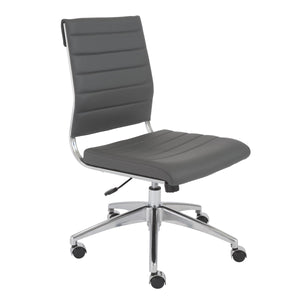 Axel Ribbed Low Back Armless Task Chair with Aluminum Base for Modern Office Workspaces