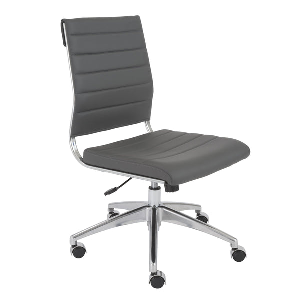 Axel Ribbed Low Back Armless Task Chair with Aluminum Base for Modern Office Workspaces