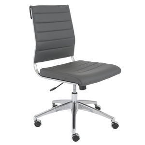 Axel Ribbed Low Back Armless Task Chair with Aluminum Base for Modern Office Workspaces
