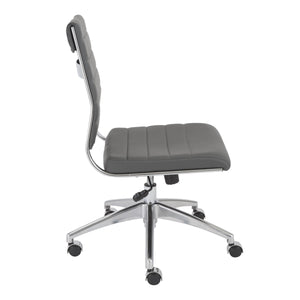 Axel Ribbed Low Back Armless Task Chair with Aluminum Base for Modern Office Workspaces
