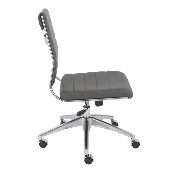 Axel Ribbed Low Back Armless Task Chair with Aluminum Base for Modern Office Workspaces