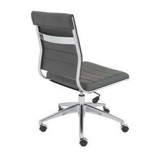 Axel Ribbed Low Back Armless Task Chair with Aluminum Base for Modern Office Workspaces