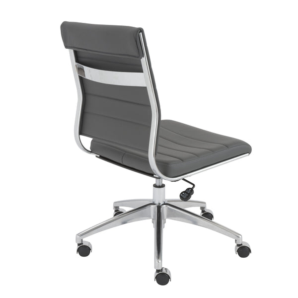 Axel Ribbed Low Back Armless Task Chair with Aluminum Base for Modern Office Workspaces