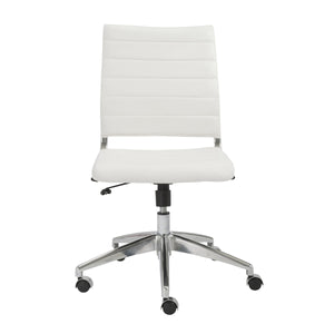 Axel Ribbed Low Back Armless Task Chair with Aluminum Base for Modern Office Workspaces