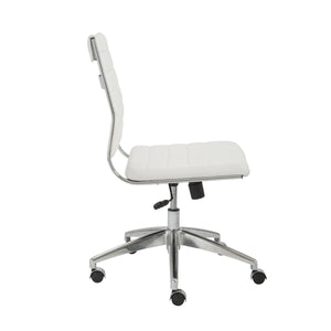 Axel Ribbed Low Back Armless Task Chair with Aluminum Base for Modern Office Workspaces