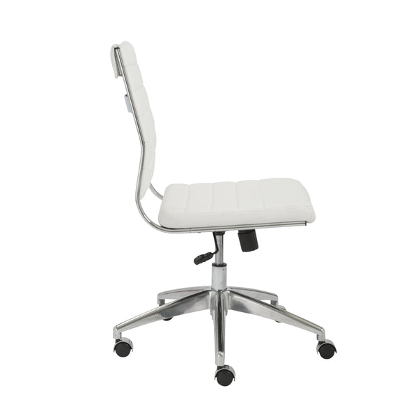 Axel Ribbed Low Back Armless Task Chair with Aluminum Base for Modern Office Workspaces